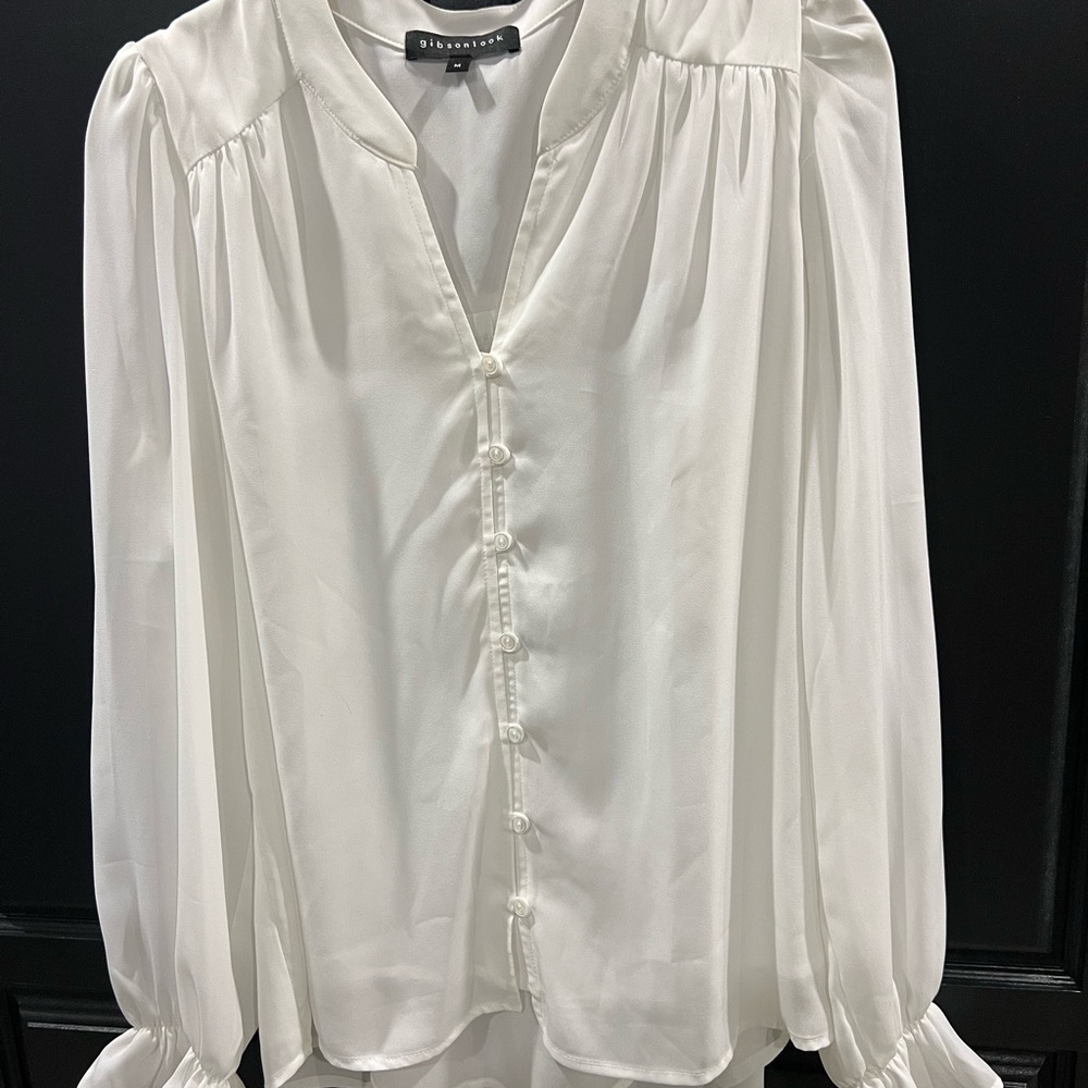 Chic White Blouse with Button Detailing